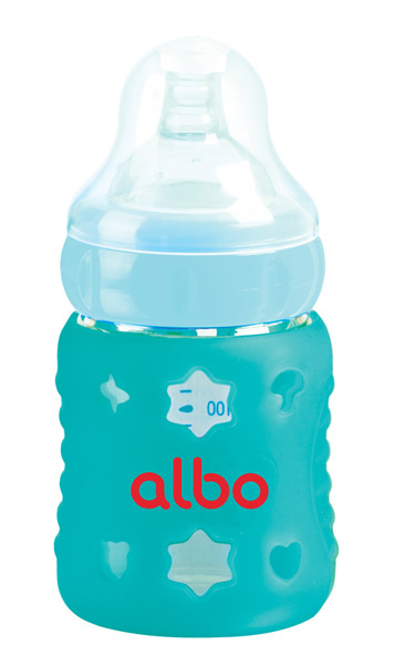 愛樂寶150ml硅膠感溫玻璃奶瓶藍(lán)