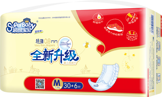超級寶貝特薄0.8MM全新升級紙尿褲M30+6片