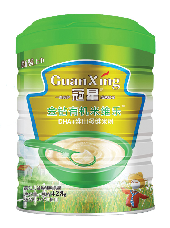 冠星DHA+淮山多維金鉆有機(jī)米維樂(lè)428克聽(tīng)裝