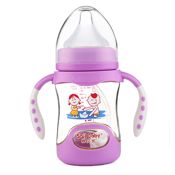 帥貝比PPSU帶底奶瓶180ML紫