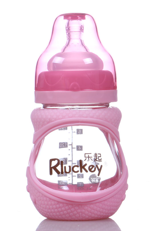 樂(lè)起寬口徑奶瓶粉色