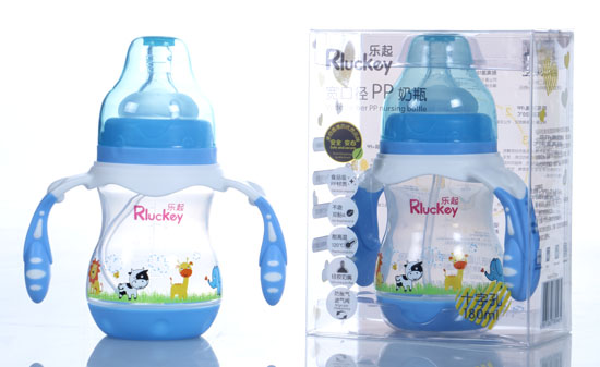 樂(lè)起180ml寬口徑PP奶瓶藍(lán)色