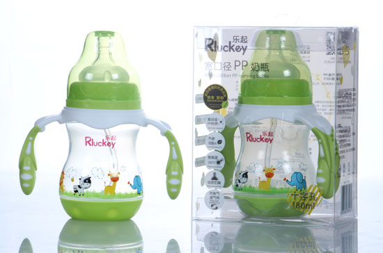 樂(lè)起180ml寬口徑PP奶瓶綠色