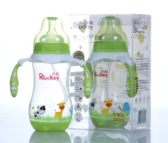 樂(lè)起300ml寬口徑PP奶瓶綠色