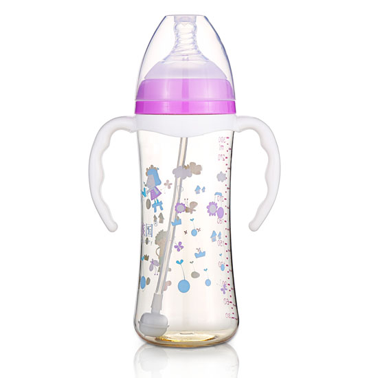 小孩國(guó)寬口時(shí)尚自動(dòng)PPSU安全奶瓶320M紫色