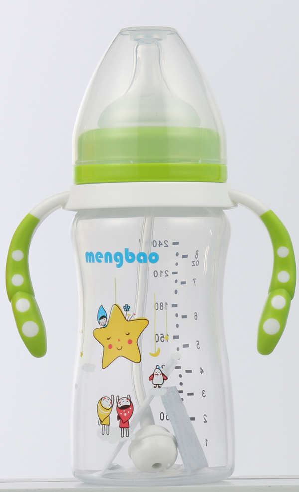 盟寶小蠻腰高透PP奶瓶240ml-綠色