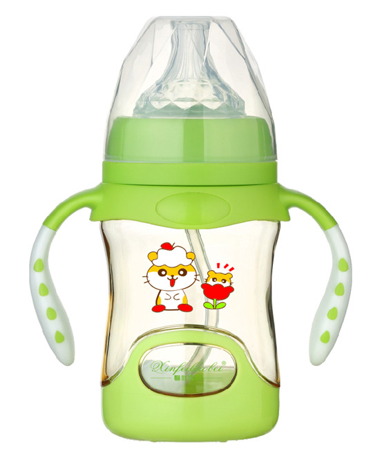 馨菲寶貝奶瓶帶底座雙柄綠色小號(hào)