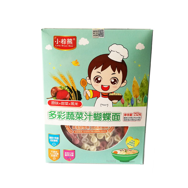 小棕熊多彩果蔬汁蝴蝶面(原味+甜菜+黑米)