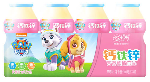 汪汪隊鈣鐵鋅營養(yǎng)酸奶飲品草莓味塑包