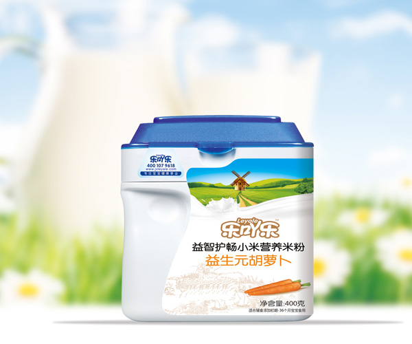 樂吖樂益智護暢小米營養(yǎng)米粉益生元胡蘿卜桶裝