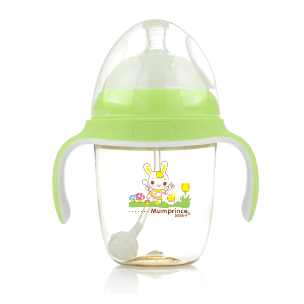 媽咪王子PPSU寬口自動吸240ml奶瓶 綠色