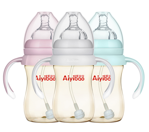 愛益寶寬口弧形有柄自動PPSU奶瓶240ml