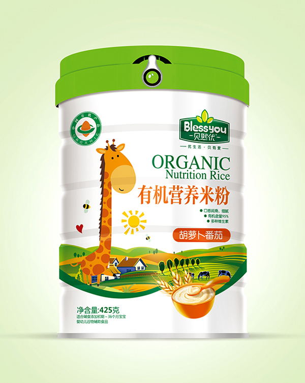 貝熙優(yōu)一標(biāo)一碼有機米粉425克聽裝(胡蘿卜番茄)