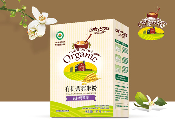 寶貝當家鐵鋅鈣蘋果有機營養(yǎng)米粉 盒裝