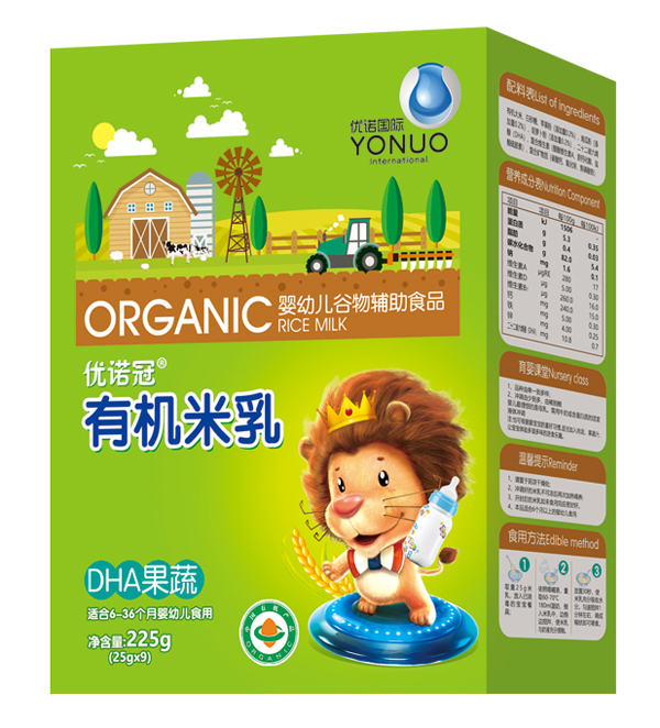 優(yōu)諾冠DHA果蔬有機(jī)米乳 盒裝