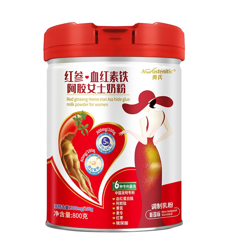 奧氏紅參血紅素鐵阿膠女士奶粉
