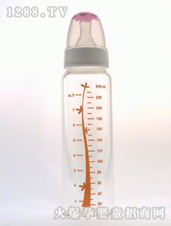 晶鉆玻璃奶瓶240mL紅樹