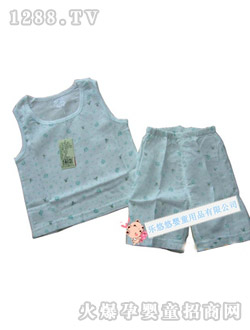 多啦小貝純棉紗布印花背心套裝