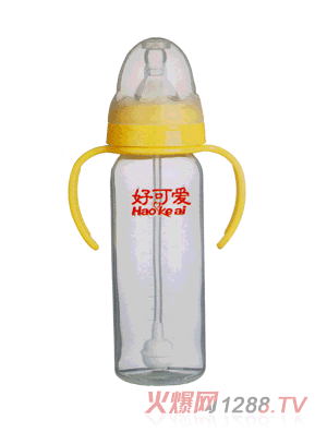 好可愛標(biāo)口吸管手柄直身奶瓶