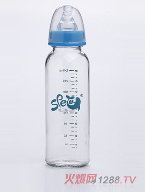 施貝樂藍色直身玻璃奶瓶240mlLBZ08