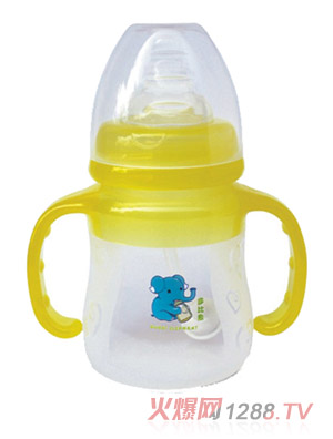多比象帶柄yinge自動奶瓶黃色