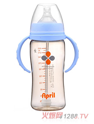 愛普麗PPSU寬口弧形奶瓶300ml藍色