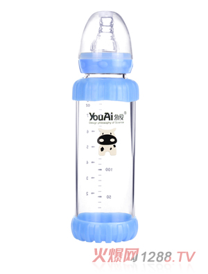 幼愛防摔感溫晶鉆玻璃標(biāo)口奶瓶240ml