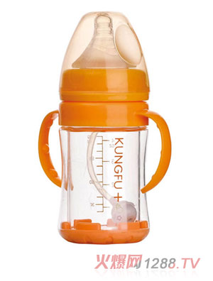 功夫寶貝晶鉆玻璃寬口安全自動小奶瓶