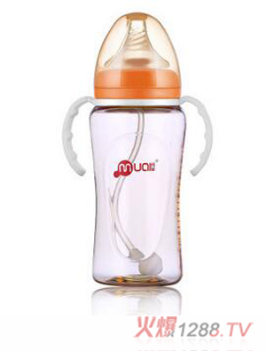 母愛PPSU寬口自動(dòng)奶瓶300ml安全耐摔黃