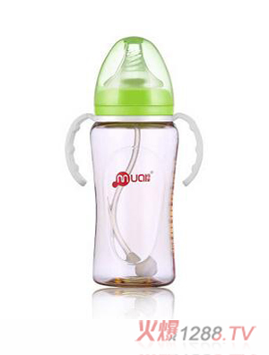 母愛PPSU寬口自動(dòng)奶瓶300ml安全耐摔綠