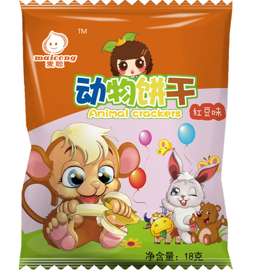 麥聰動(dòng)物餅干紅豆味
