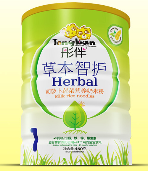 彤伴胡蘿卜蔬菜草本智護奶米粉鐵聽裝1段