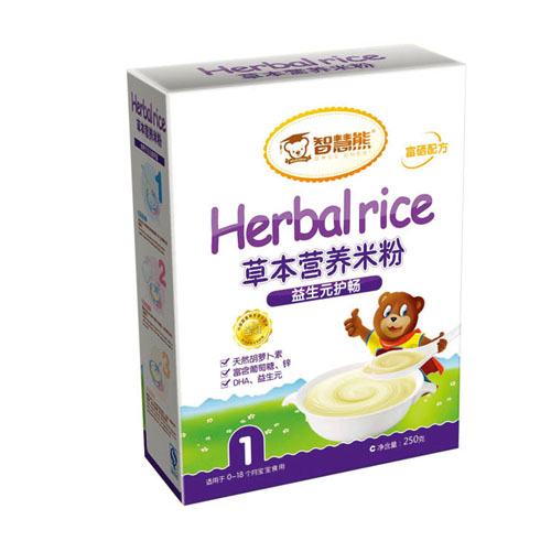 智慧熊益生元護暢草本營養(yǎng)米粉1段盒裝